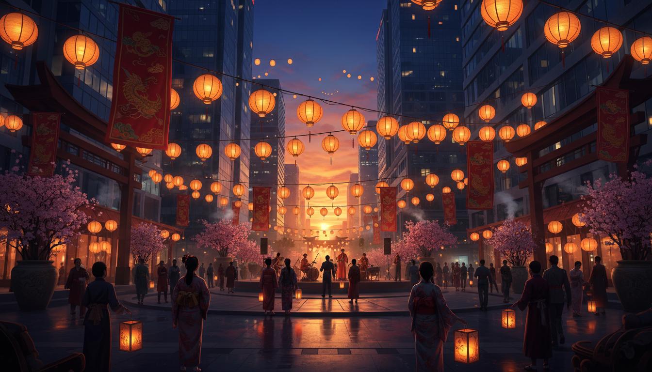 Beautiful Asian cultural celebration scene