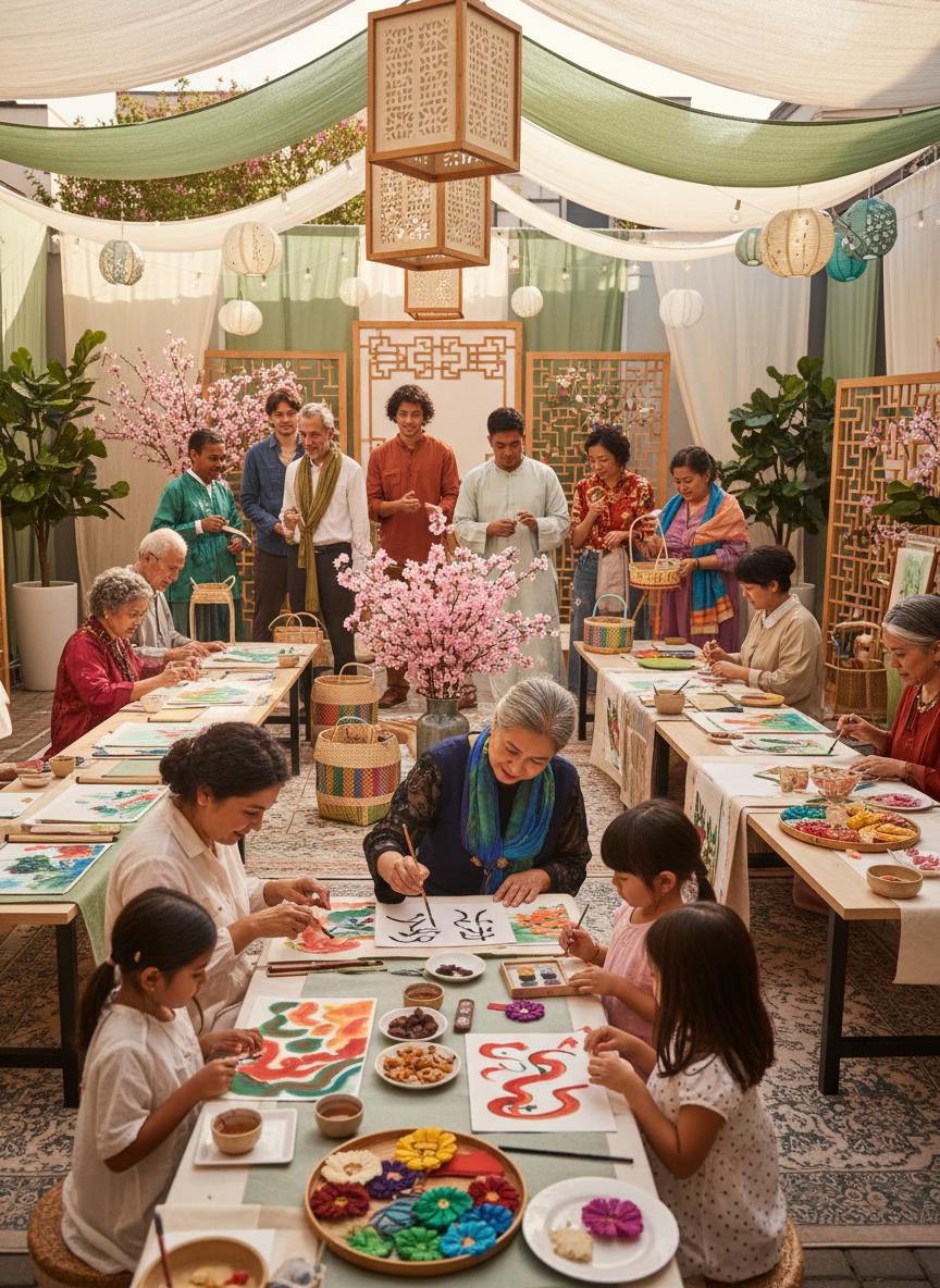 Community gathering celebrating Asian arts and culture